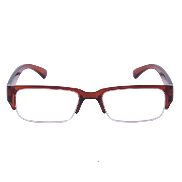 +1.50 View Reading Glasses Brown Plastic Half-Rim – ClearDekho