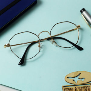 Cleardekho Gold Black Full Rim Hexa – Eyeglass
