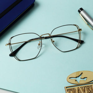 Cleardekho Gold Black Full Rim Wayfarer – Eyeglass