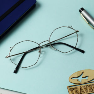 Cleardekho Silver Black Full Rim Hexa – Eyeglass